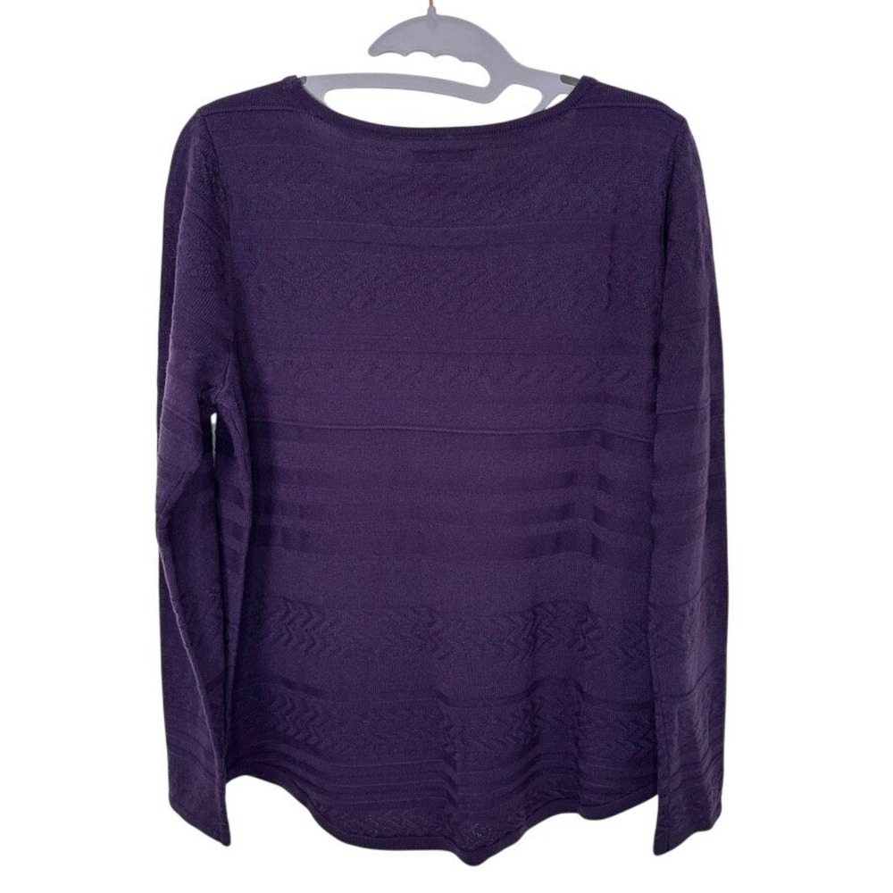 Croft & Barrow Womens Purple Textured Knit Pullover Sweater Crew Neck Size M - Picture 2 of 9
